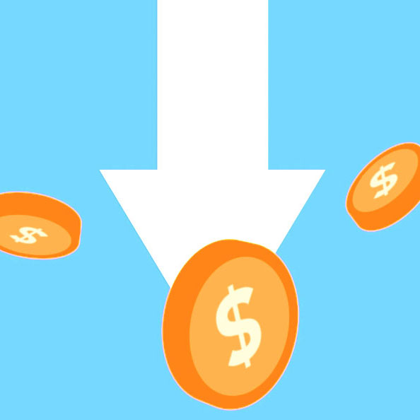 down arrow with falling tokens